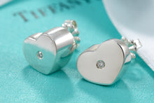 Load image into Gallery viewer, Tiffany &amp; Co. Paloma Picasso Silver Modern Heart Diamond Stud Earrings
