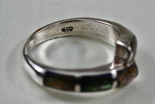 Load image into Gallery viewer, Sterling Silver Abalone Inlay Snake Bypass Ring Size 6.5
