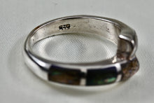 Load image into Gallery viewer, Sterling Silver Abalone Inlay Snake Bypass Ring Size 6.5
