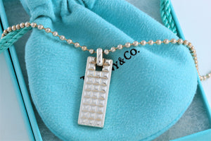 Tiffany & Co. Mens Studded Bar Dog Tag Beaded Chain Necklace GERMANY