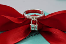 Load image into Gallery viewer, Tiffany &amp; Co. 1837 Sterling Silver Dangle Padlock Ring Size 5.5
