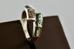 Sterling Silver Abalone Inlay Snake Bypass Ring Size 6.5