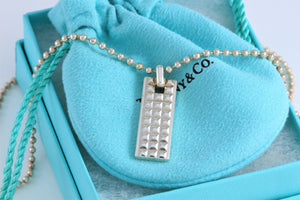 Tiffany & Co. Mens Studded Bar Dog Tag Beaded Chain Necklace GERMANY