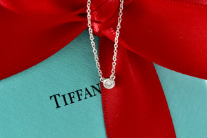 Tiffany & Co. Elsa Peretti Silver Diamonds By The Yard .03ct 16" Necklace