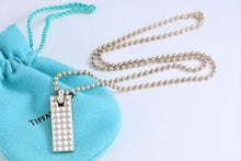 Load image into Gallery viewer, Tiffany &amp; Co. Mens Studded Bar Dog Tag Beaded Chain Necklace GERMANY
