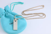 Load image into Gallery viewer, Tiffany &amp; Co. Mens Studded Bar Dog Tag Beaded Chain Necklace GERMANY
