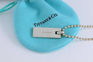 Tiffany & Co. Mens Studded Bar Dog Tag Beaded Chain Necklace GERMANY