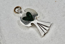 Load image into Gallery viewer, Native American Sterling Silver Thunderbird Heart Green Malachite Chip Inlay Pendant
