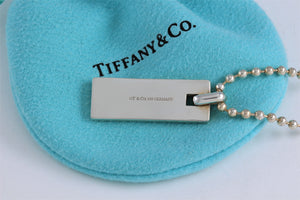 Tiffany & Co. Mens Studded Bar Dog Tag Beaded Chain Necklace GERMANY