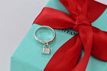 Load image into Gallery viewer, Tiffany &amp; Co. 1837 Sterling Silver Dangle Padlock Ring Size 5.5
