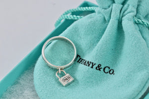 Tiffany & Co. 1837 Sterling Silver Dangle Padlock Ring Size 5.5