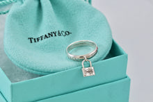 Load image into Gallery viewer, Tiffany &amp; Co. 1837 Sterling Silver Dangle Padlock Ring Size 5.5
