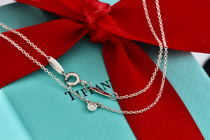 Tiffany & Co. Elsa Peretti Silver Diamonds By The Yard .03ct 16" Necklace
