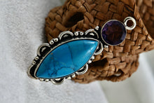 Load image into Gallery viewer, Sterling Silver Faux Turquoise Purple Amethyst Pendant
