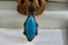 Load image into Gallery viewer, Sterling Silver Faux Turquoise Purple Amethyst Pendant
