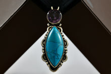 Load image into Gallery viewer, Sterling Silver Faux Turquoise Purple Amethyst Pendant
