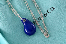 Load image into Gallery viewer, Tiffany &amp; Co. Elsa Peretti Silver Blue Lapis Teardrop Pendant 18&quot; Necklace
