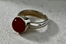 Load image into Gallery viewer, Sterling Silver Red Carnelian Gumdrop Ring Size 7
