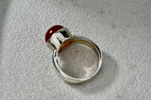 Sterling Silver Red Carnelian Gumdrop Ring Size 7