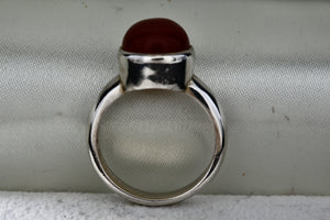 Sterling Silver Red Carnelian Gumdrop Ring Size 7