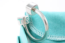 Load image into Gallery viewer, Tiffany &amp; Co. Silver Blue Enamel Square Block Horseshoe Keyring
