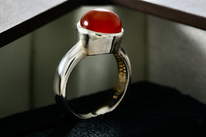 Sterling Silver Red Carnelian Gumdrop Ring Size 7