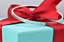 Load image into Gallery viewer, Tiffany &amp; Co. Silver Notes &#39;&#39;I Love You&#39;&#39; Narrow Bangle Medium Bracelet
