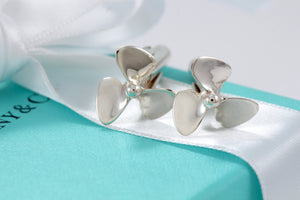 Tiffany & Co. Mens Silver Airplane Boat Propeller Cufflinks