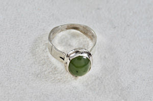 Sterling Silver Oval Jade Handmade Ring Size 5