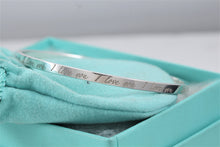 Load image into Gallery viewer, Tiffany &amp; Co. Silver Notes &#39;&#39;I Love You&#39;&#39; Narrow Bangle Medium Bracelet
