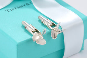 Tiffany & Co. Mens Silver Airplane Boat Propeller Cufflinks