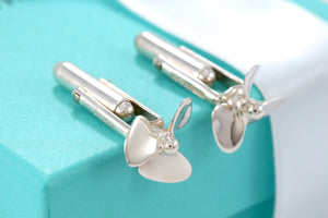 Tiffany & Co. Mens Silver Airplane Boat Propeller Cufflinks