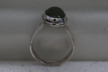 Load image into Gallery viewer, Sterling Silver Oval Jade Handmade Ring Size 5
