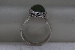 Sterling Silver Oval Jade Handmade Ring Size 5