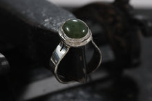 Load image into Gallery viewer, Sterling Silver Oval Jade Handmade Ring Size 5
