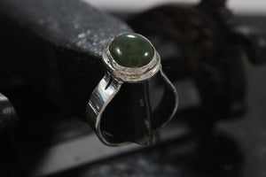 Sterling Silver Oval Jade Handmade Ring Size 5