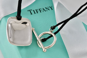 Tiffany & Co. Elsa Peretti Silver Shovel Silk Cord 16" Toggle Necklace