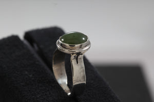 Sterling Silver Oval Jade Handmade Ring Size 5