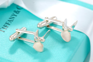 Tiffany & Co. Mens Silver Airplane Boat Propeller Cufflinks