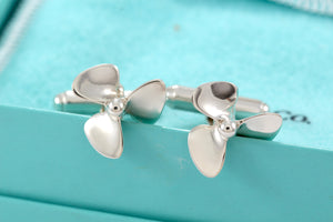 Tiffany & Co. Mens Silver Airplane Boat Propeller Cufflinks