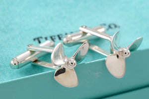 Tiffany & Co. Mens Silver Airplane Boat Propeller Cufflinks