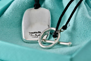 Tiffany & Co. Elsa Peretti Silver Shovel Silk Cord 16" Toggle Necklace