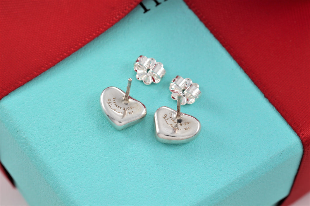 Tiffany & Co. Elsa Peretti Sterling Silver Small Full Heart Stud Earrings