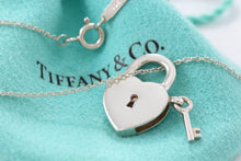 Load image into Gallery viewer, Tiffany &amp; Co. Silver Keyhole Heart Dangle Key Lever Necklace
