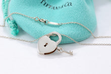 Load image into Gallery viewer, Tiffany &amp; Co. Silver Keyhole Heart Dangle Key Lever Necklace
