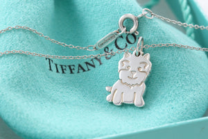Tiffany & Co. Silver "New" Yorkie Dog Charm Necklace