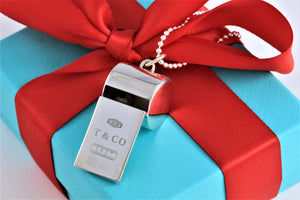 Tiffany & Co. 1837 Silver Whistle Pendant Beaded Chain Necklace