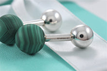 Load image into Gallery viewer, Tiffany &amp; Co. Mens Silver Malachite Barbell Cufflinks
