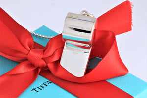 Tiffany & Co. 1837 Silver Whistle Pendant Beaded Chain Necklace