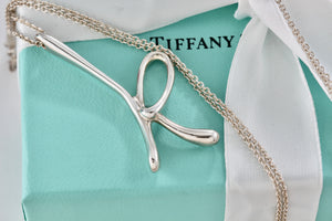 Tiffany & Co. Elsa Peretti Silver Alphabet XXL HUGE Letter "K" Pendant 31" Necklace